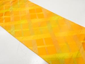 アンティーク　竹格子模様織り出し袋帯（着用可）